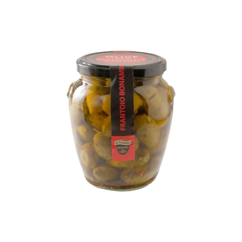 Olive Bella di Cerignola schiacciate piccanti in vaso